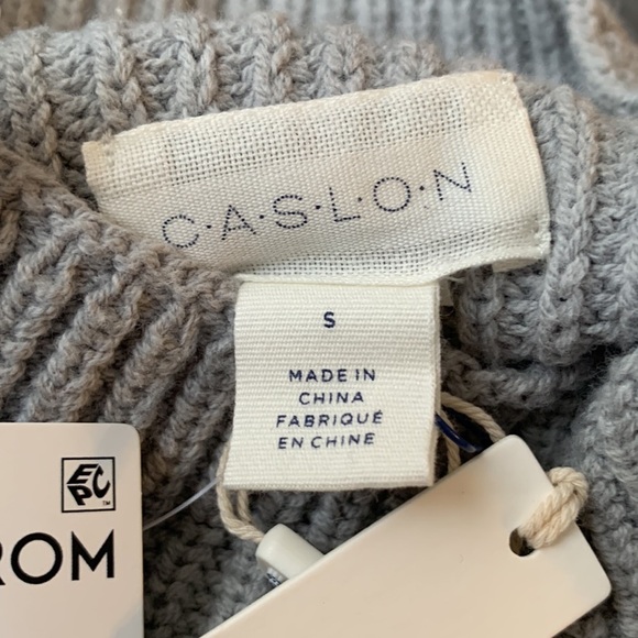 Caslon Grey Heather Mock Neck Ribbed Pullover Long Sleeve Sweater - Picture 6 of 7